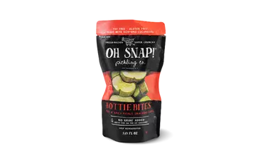 3.5 oz package of Oh Snap Dilly Bites Pickles