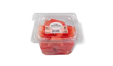 "10 oz clear cup with diced watermelon